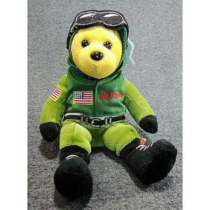 Team Beans Authentic Armed Forces Stuff Plush Air Force Bear Sitting 9” Green